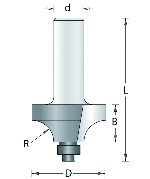 627-8 HM Amaxx Kwartrondfrees (Duivejager) met Onderlager R=3,2 d=8